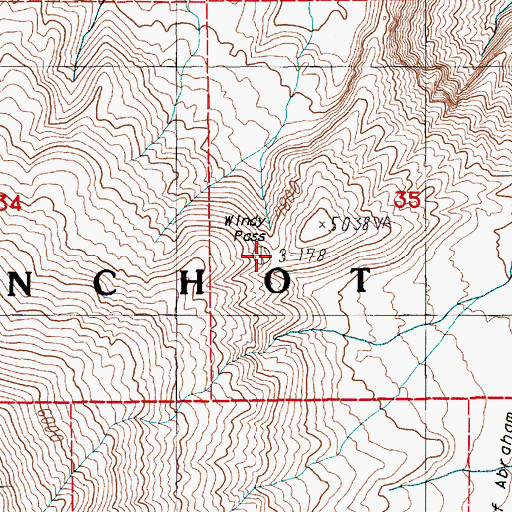 Topographic Map of Windy Pass, WA