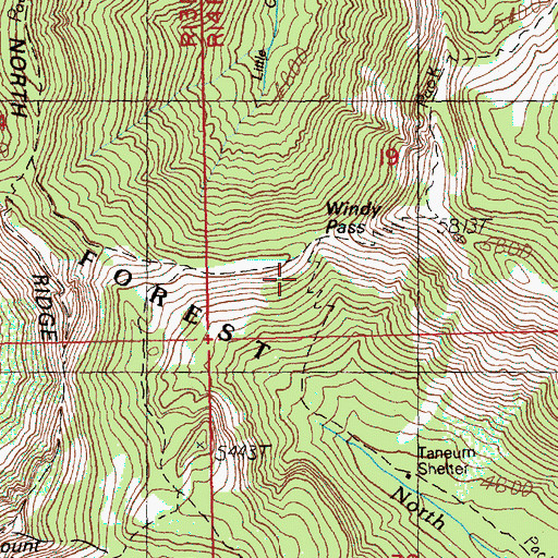 Topographic Map of Windy Pass, WA