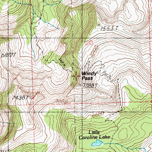 Topographic Map of Windy Pass, WA