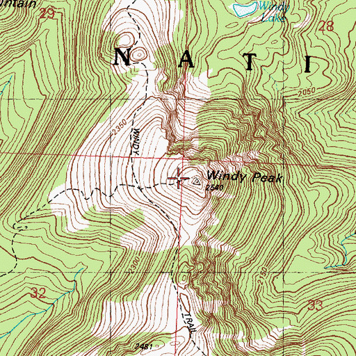 Topographic Map of Windy Peak, WA