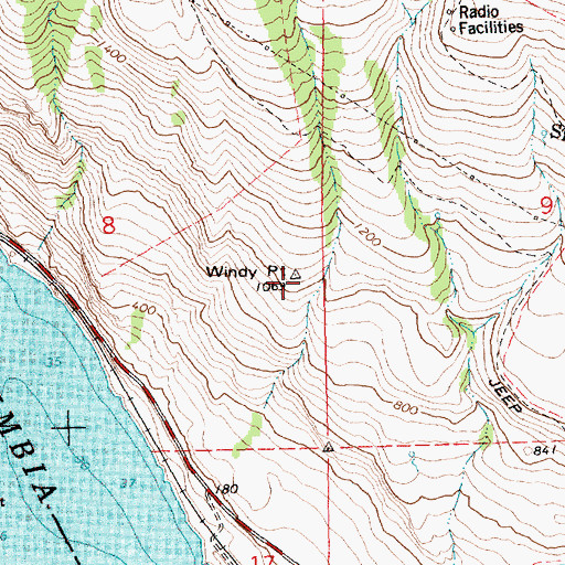 Topographic Map of Windy Point, WA