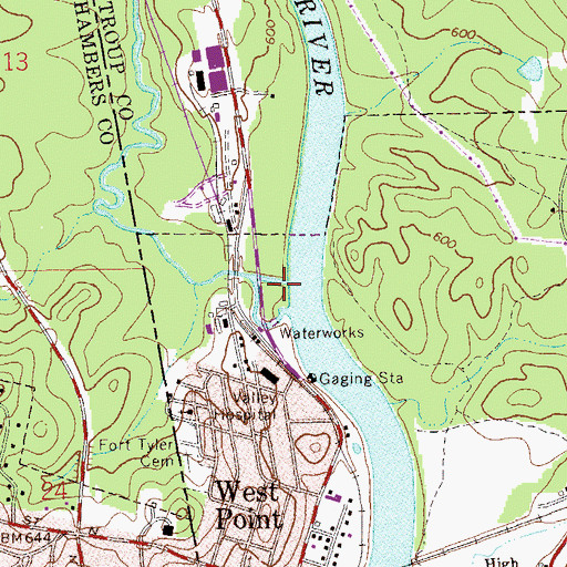 Topographic Map of Oseligee Creek, AL