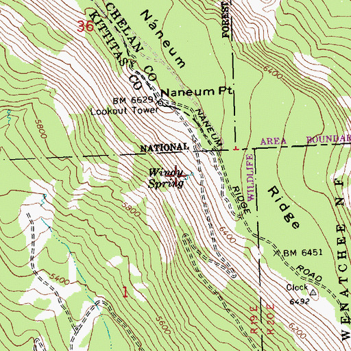 Topographic Map of Windy Spring, WA