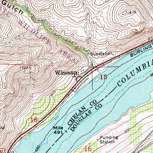 Topographic Map of Winesap, WA
