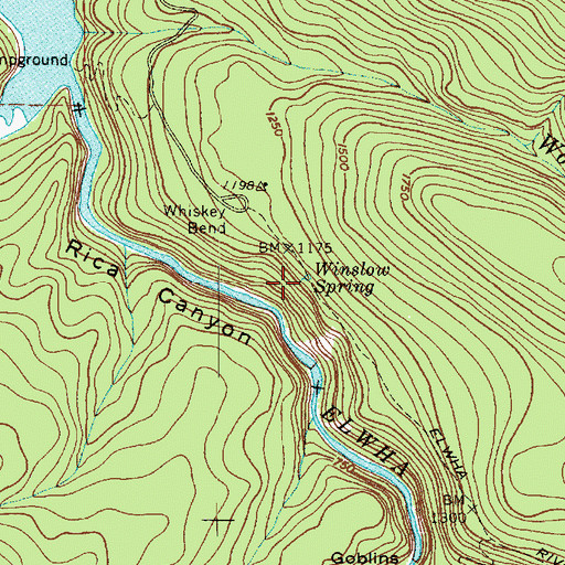 Topographic Map of Winslow Spring, WA