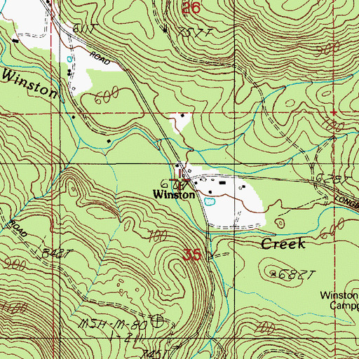 Topographic Map of Winston, WA