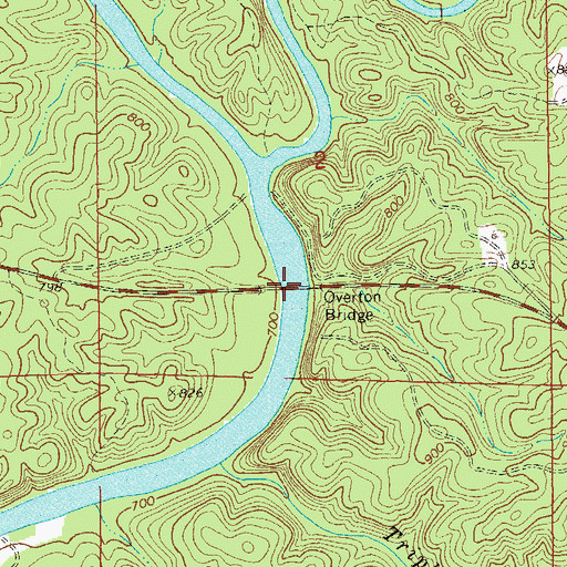 Topographic Map of Overton Bridge, AL