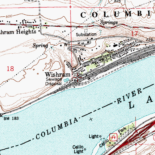 Topographic Map of Wishram, WA