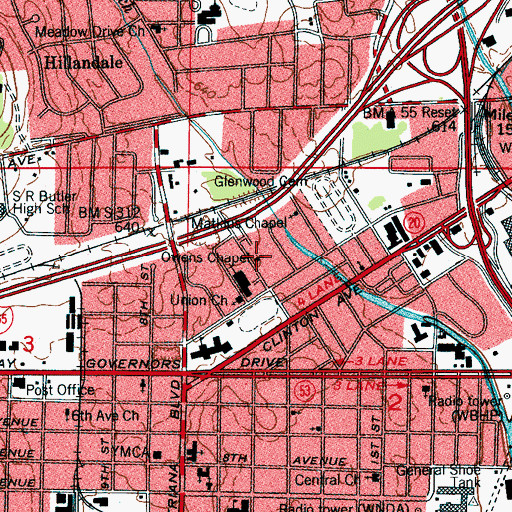 Topographic Map of Owens Chapel Missionary Baptist Church, AL