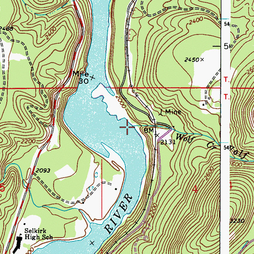 Topographic Map of Wolf Creek, WA
