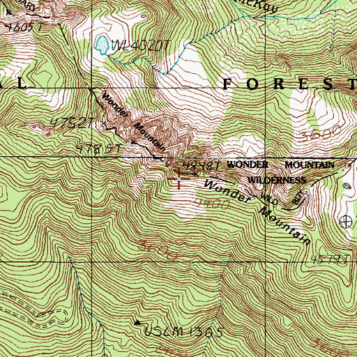 Topographic Map of Wonder Mountain, WA