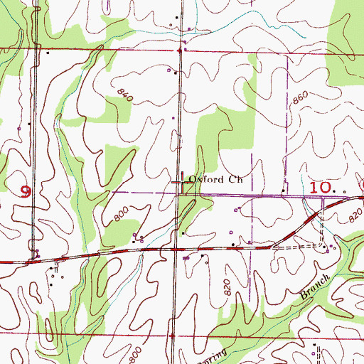 Topographic Map of Oxford Church of Christ, AL