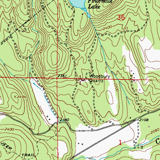 Topographic Map of Woodbury Quarry, WA