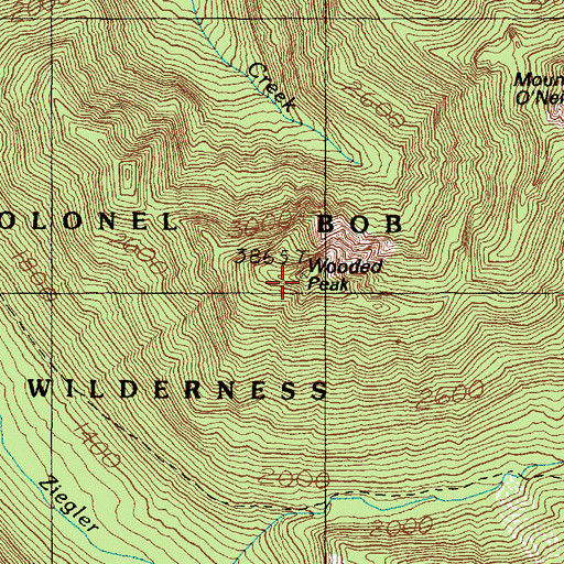 Topographic Map of Wooded Peak, WA