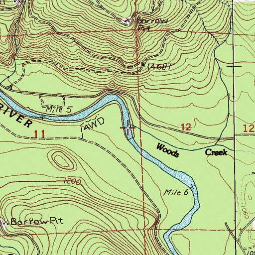 Topographic Map of Woods Creek, WA