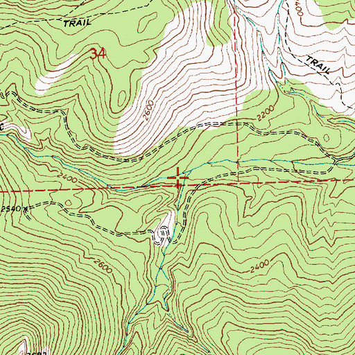 Topographic Map of Woody Creek, WA