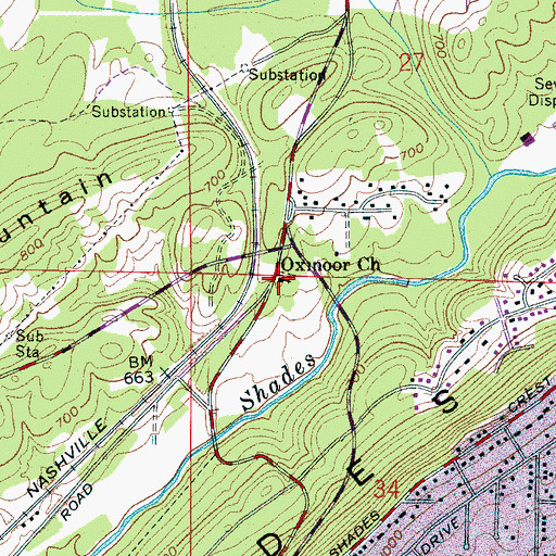 Topographic Map of Oxmoor United Methodist Church, AL