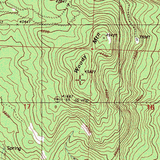 Topographic Map of Woody Mountain, WA