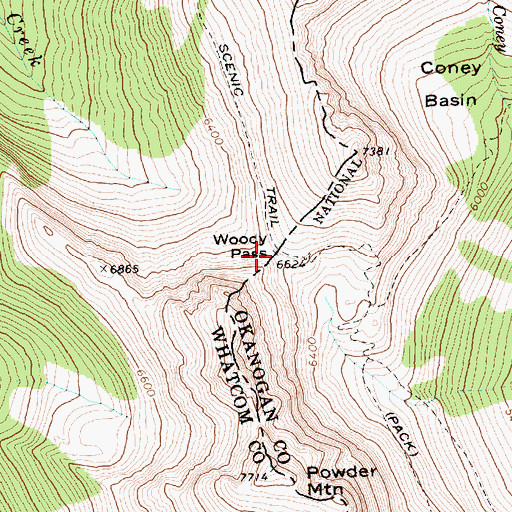 Topographic Map of Woody Pass, WA