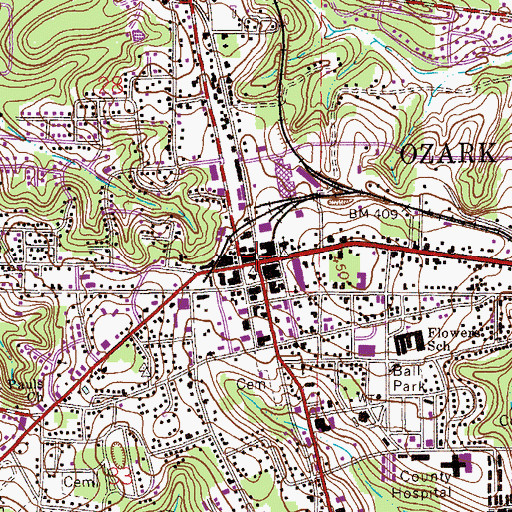 Topographic Map of Ozark, AL