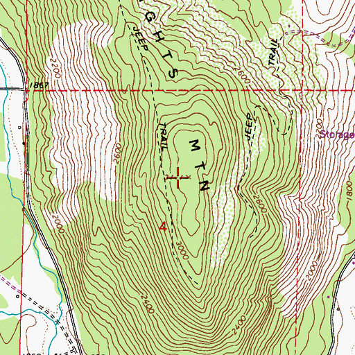 Topographic Map of Wrights Mountain, WA