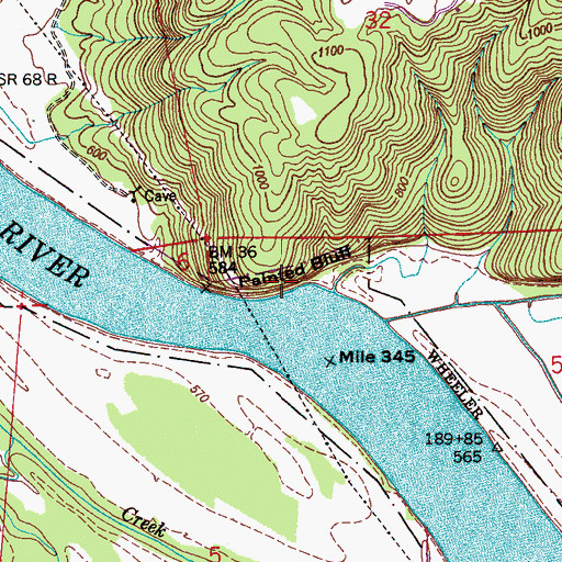 Topographic Map of Painted Bluff, AL