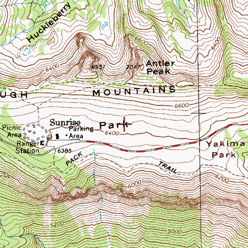 Topographic Map of Yakima Park, WA