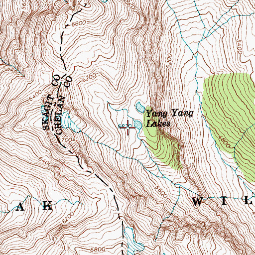 Topographic Map of Yang Yang Lakes, WA