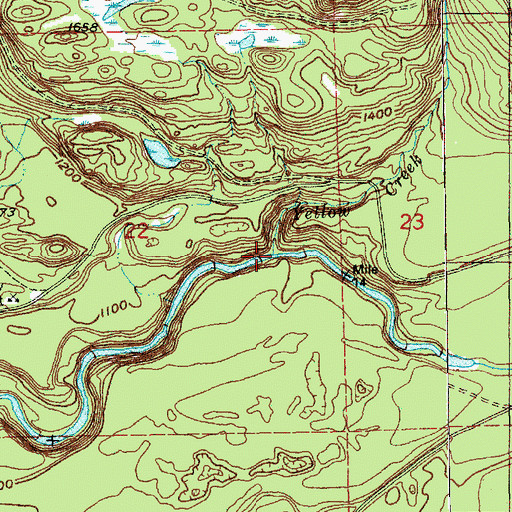 Topographic Map of Yellow Creek, WA