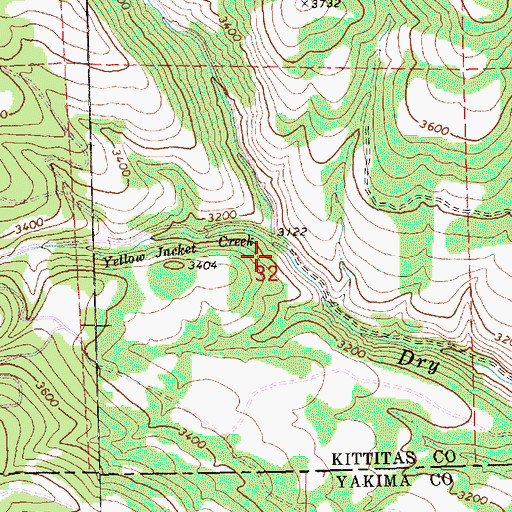 Topographic Map of Yellow Jacket Creek, WA
