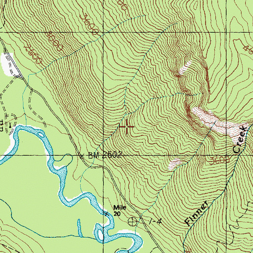 Topographic Map of Finner Creek, WA