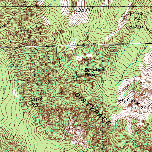 Topographic Map of Dirtyface Mountain, WA