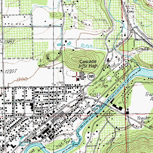 Topographic Map of Cascade High School, WA