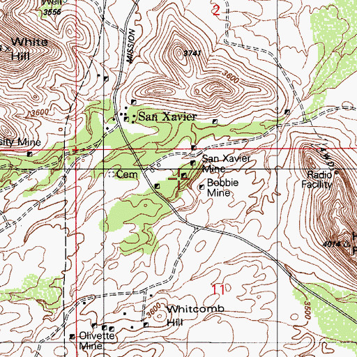 Topographic Map of Bobbie Mine, AZ