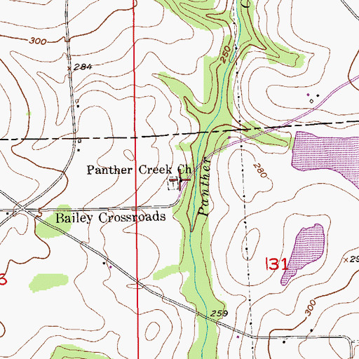 Topographic Map of Panther Creek Church, AL