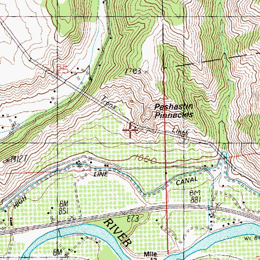 Topographic Map of Peshastin Pinnacles, WA