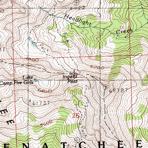 Topographic Map of Ingalls Pass, WA