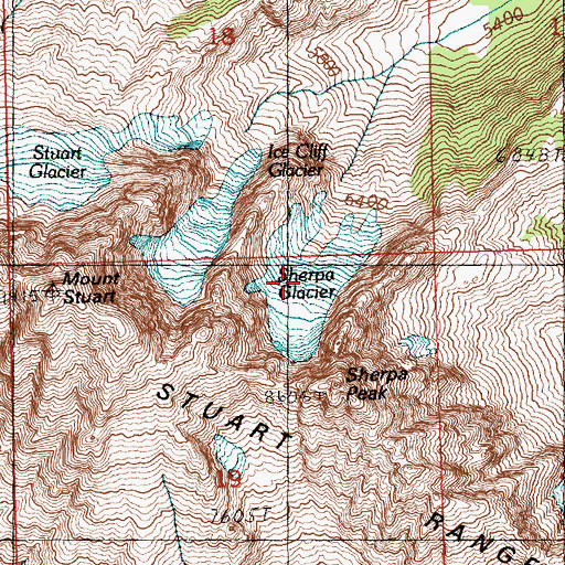 Topographic Map of Sherpa Glacier, WA