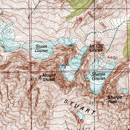 Topographic Map of Ice Cliff Glacier, WA
