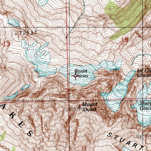 Topographic Map of Stuart Glacier, WA