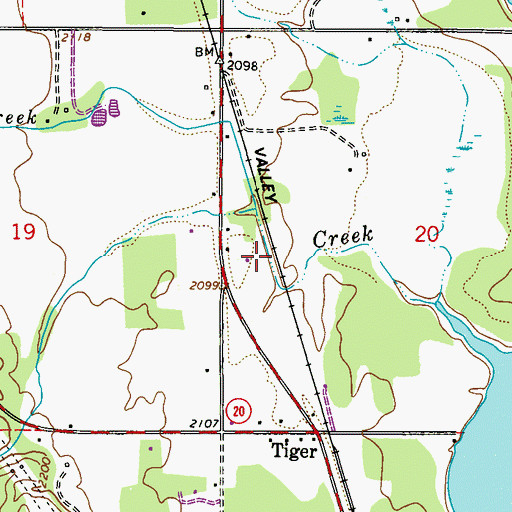 Topographic Map of Tiger, WA