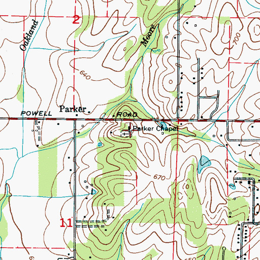 Topographic Map of Parker Chapel, AL