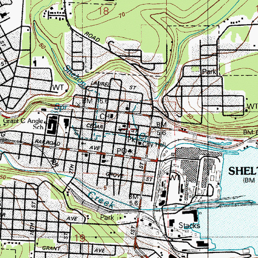 Topographic Map of Shelton, WA