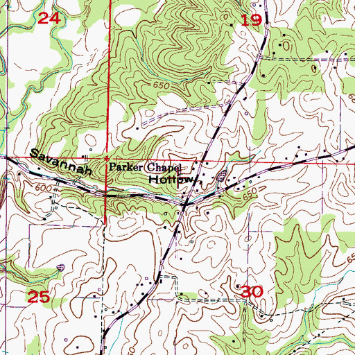 Topographic Map of Parker Chapel Missionary Baptist Church, AL