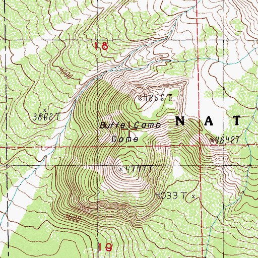 Topographic Map of Butte Camp Dome, WA