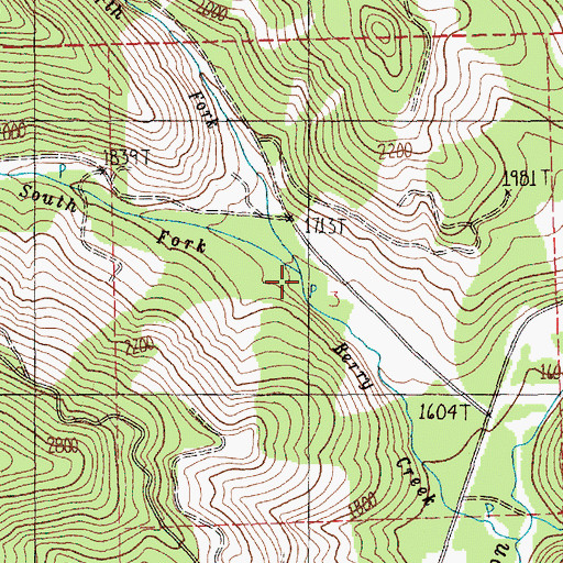 Topographic Map of South Fork Berry Creek, WA