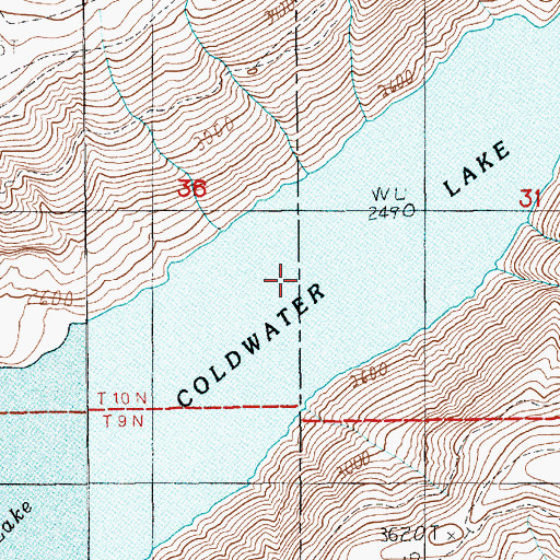 Topographic Map of Coldwater Lake, WA