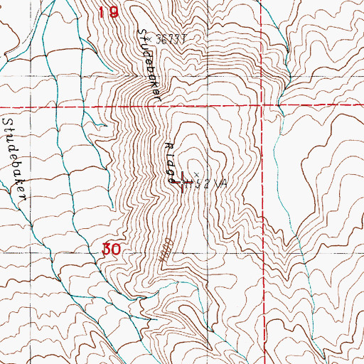 Topographic Map of Studebaker Ridge, WA