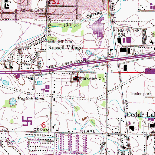 Topographic Map of Parkview Baptist Church, AL