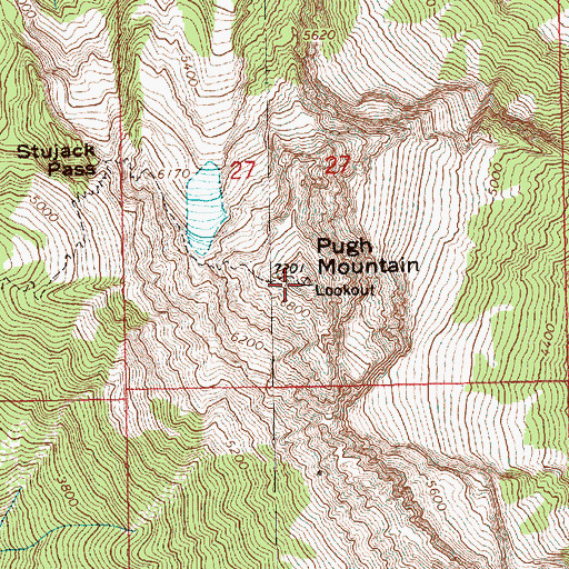 Topographic Map of Mount Pugh, WA